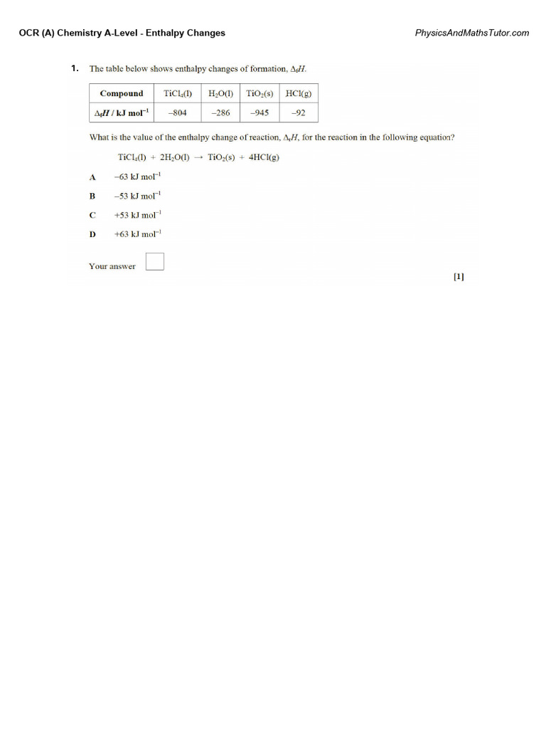 Enthalpy Changes in Chemical Reactions | PDF | Redox | Enthalpy