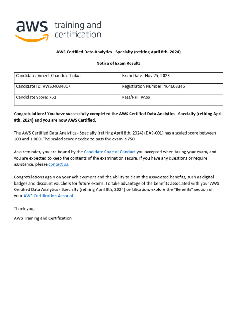 AWS Certified Data Analytics - Specialty (Retiring April 8th, 2024) | PDF