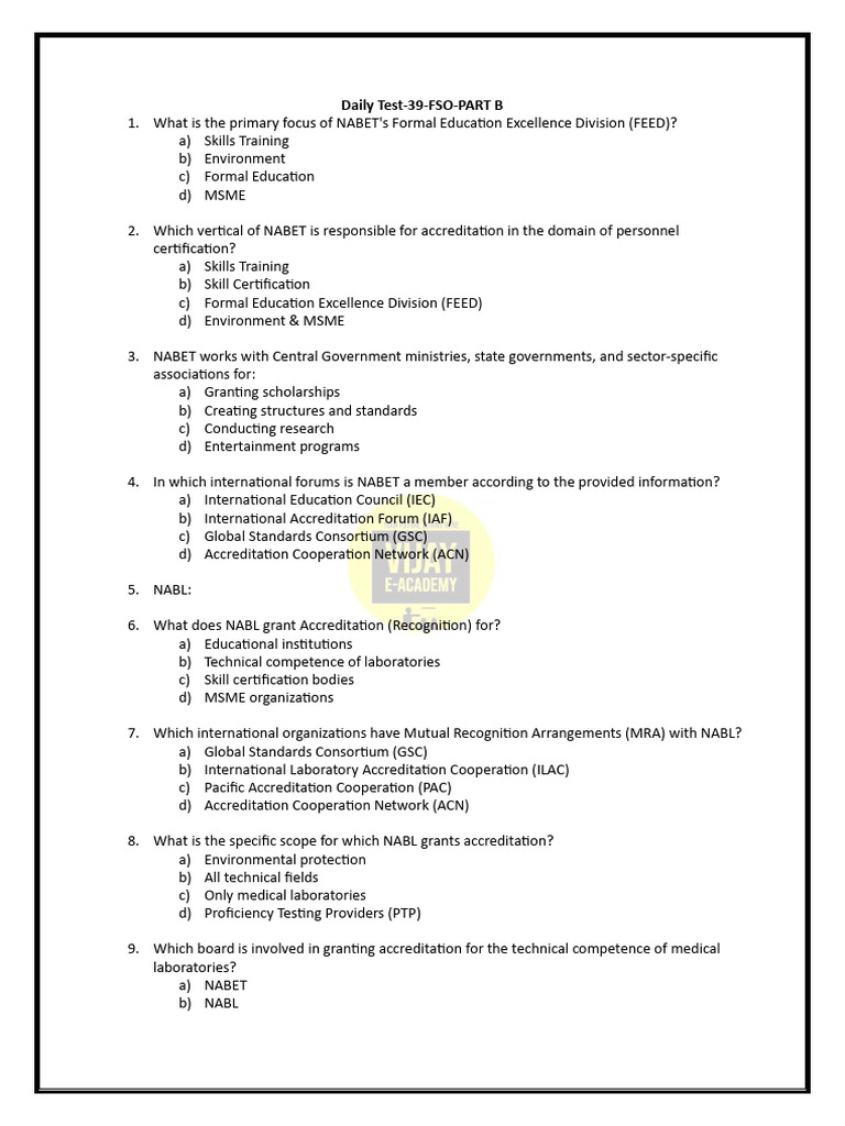 Daily Test-39-FSO-PART B | PDF | Quality Management