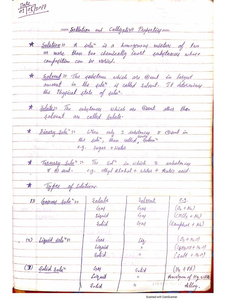 Solution and Its Colligative Properties Notes | PDF