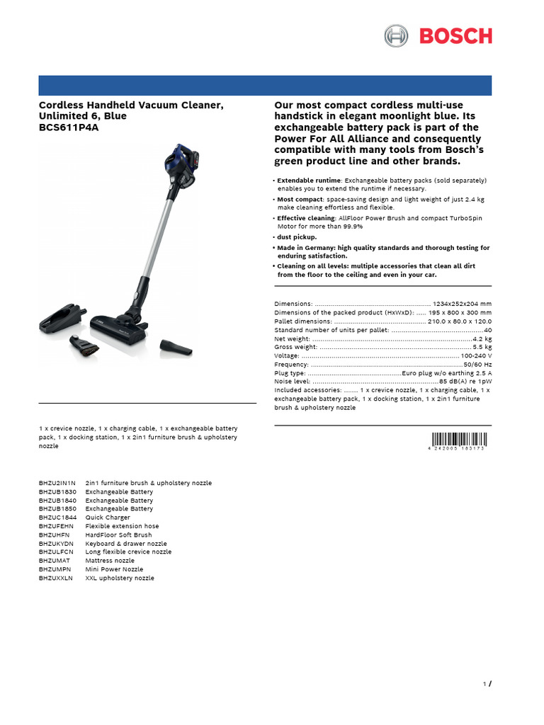 BCS611P4A | PDF | Vacuum Cleaner | Manufactured Goods