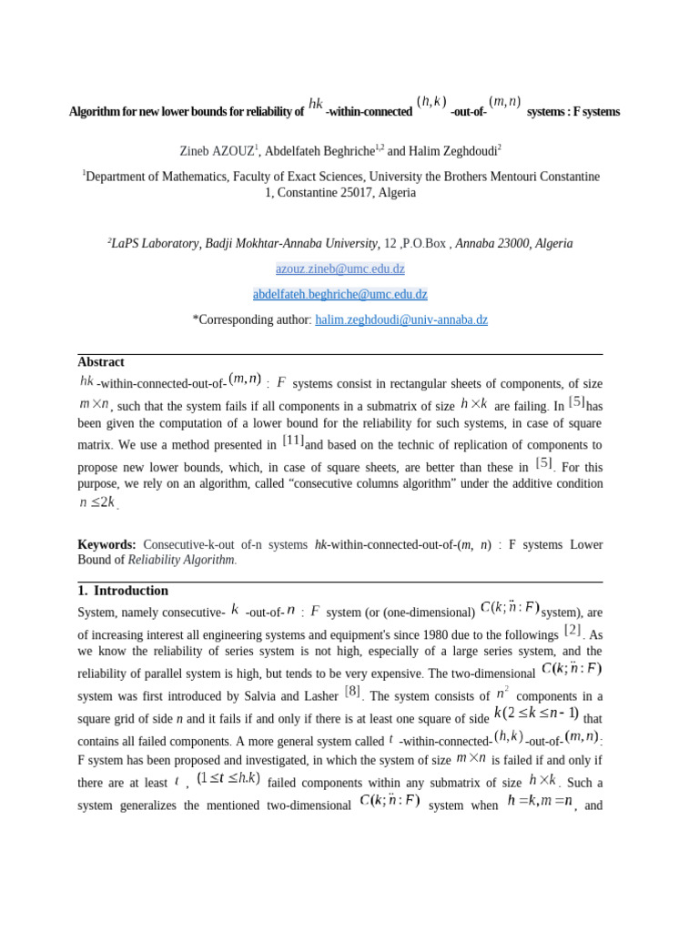 New Lower Bounds for Reliability in Systems | PDF | Interval ...