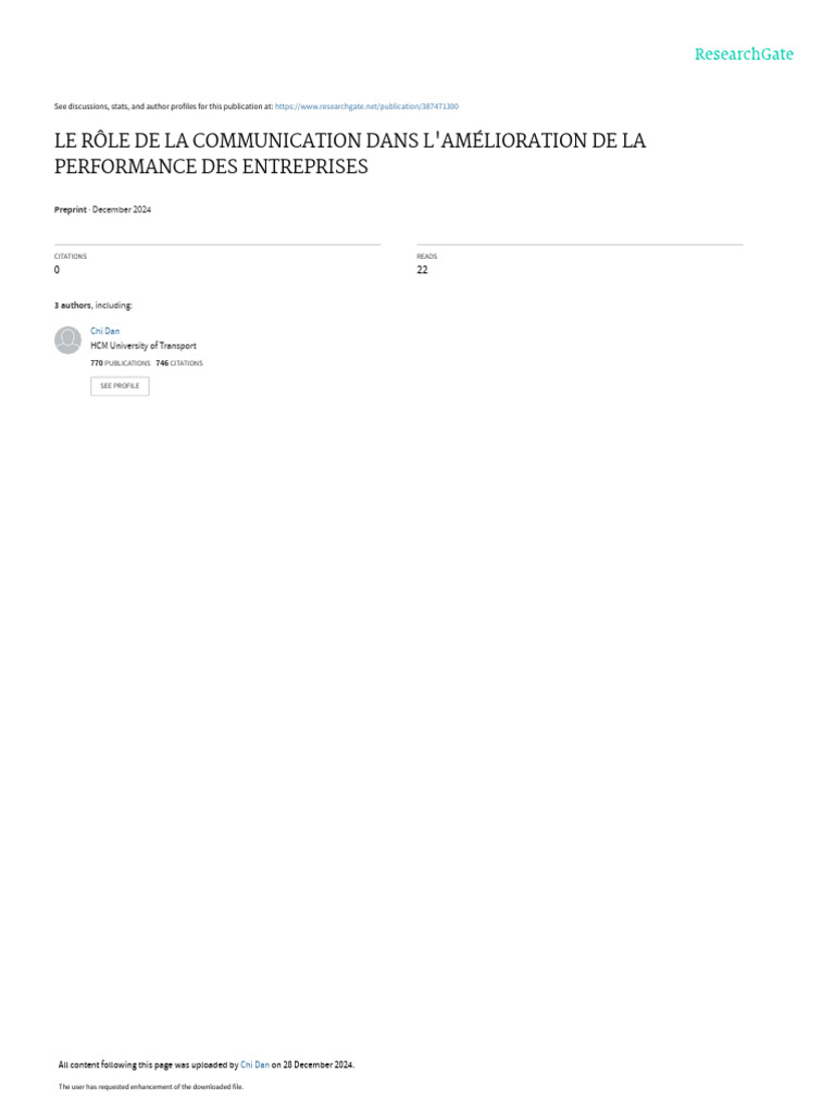 Communication et Performance des Entreprises | PDF | la communication ...