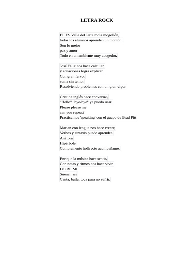 Rock Letra | PDF