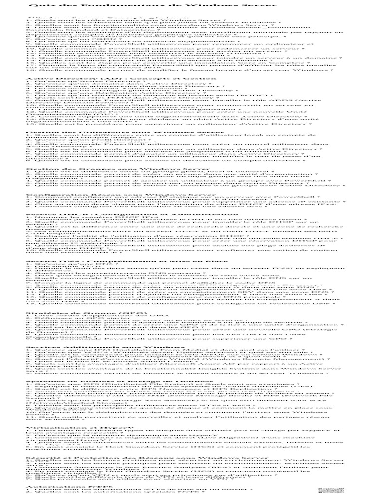 Quiz sur les Fondamentaux de Windows Server | PDF | Système de noms de ...