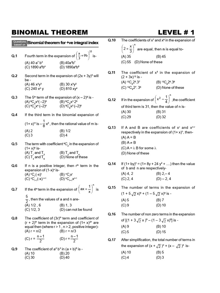 Coefficients in Binomial Expansions | PDF | Numerical Analysis | Number ...