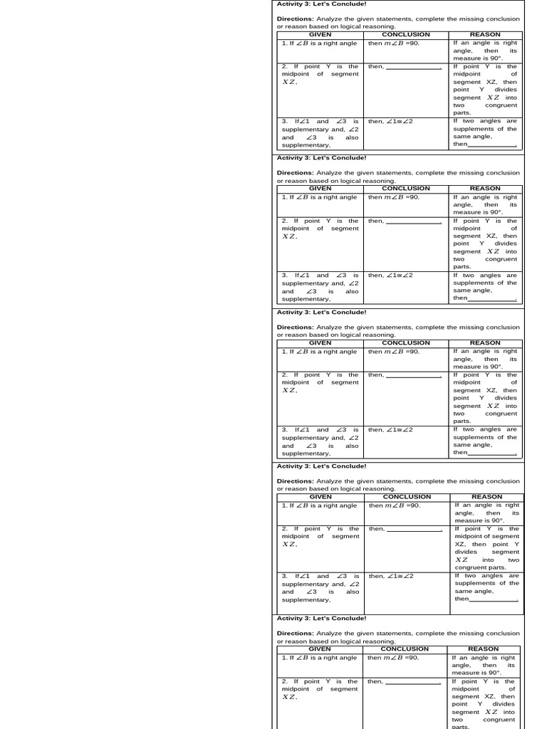 Activity 3 | PDF | Angle | Geometric Measurement