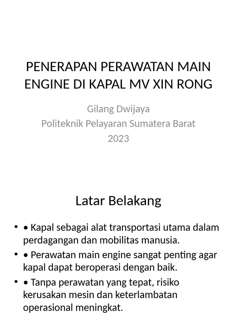 Perawatan Main Engine di MV Xin Rong | PDF
