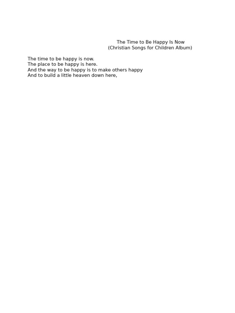 Christian Songs for Kids: Happiness Now | PDF