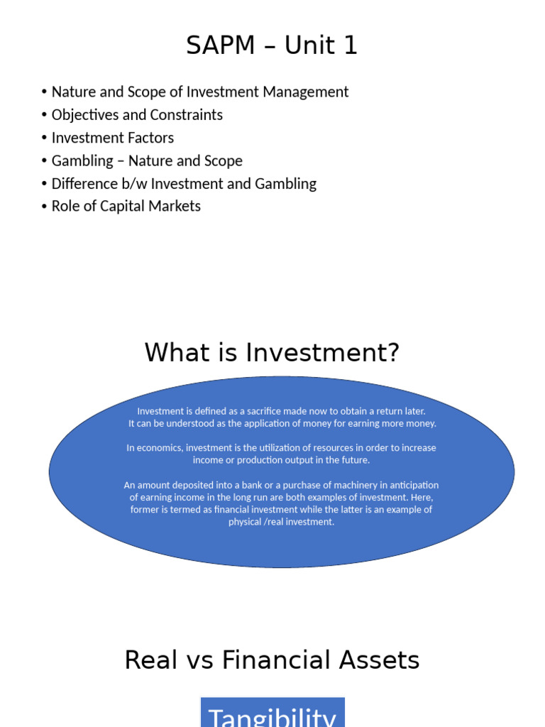 SAPM ppt Unit 1 (1) | PDF | Investing | Stocks