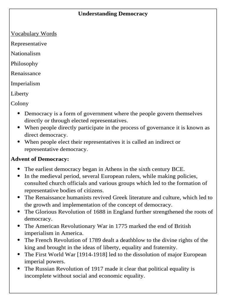 Key Concepts of Democracy Explained | PDF | Democracy | Political ...