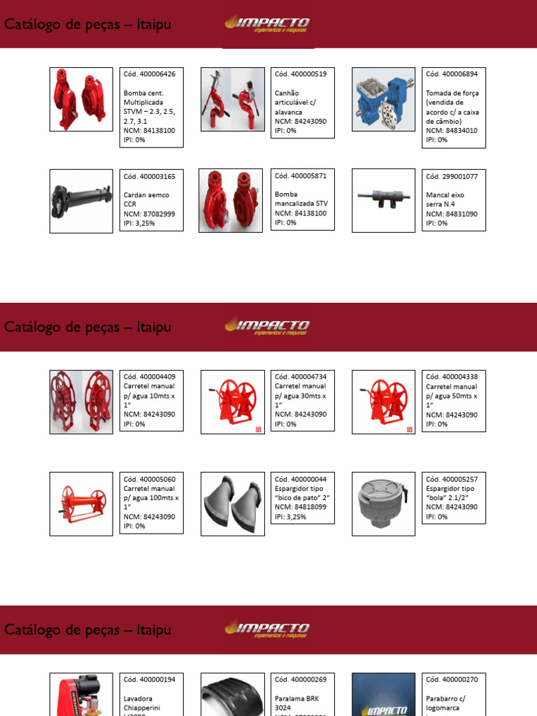 Catálogo de Peças Itaipú | PDF | Engenharia Mecânica | Bens manufaturados