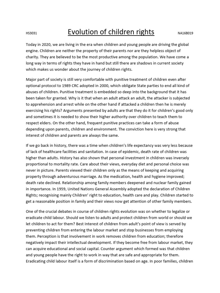 Evolution of Children's Rights Today | PDF | Family | Social Psychology