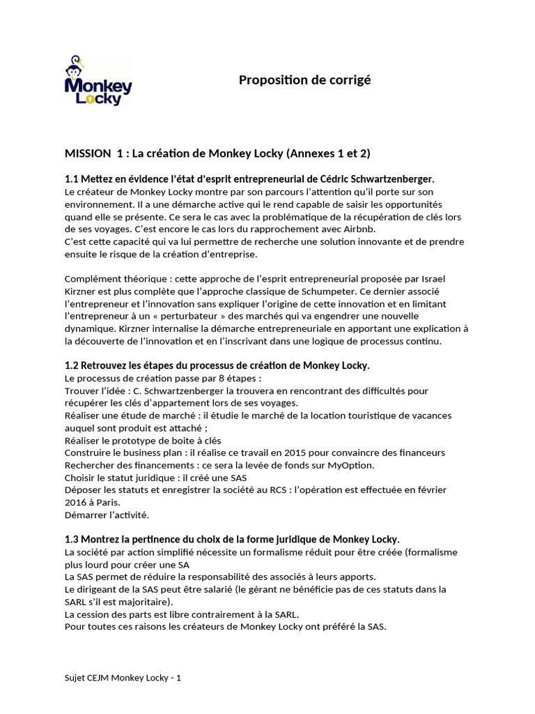 Création et enjeux de Monkey Locky | PDF | Airbnb | Entrepreneuriat