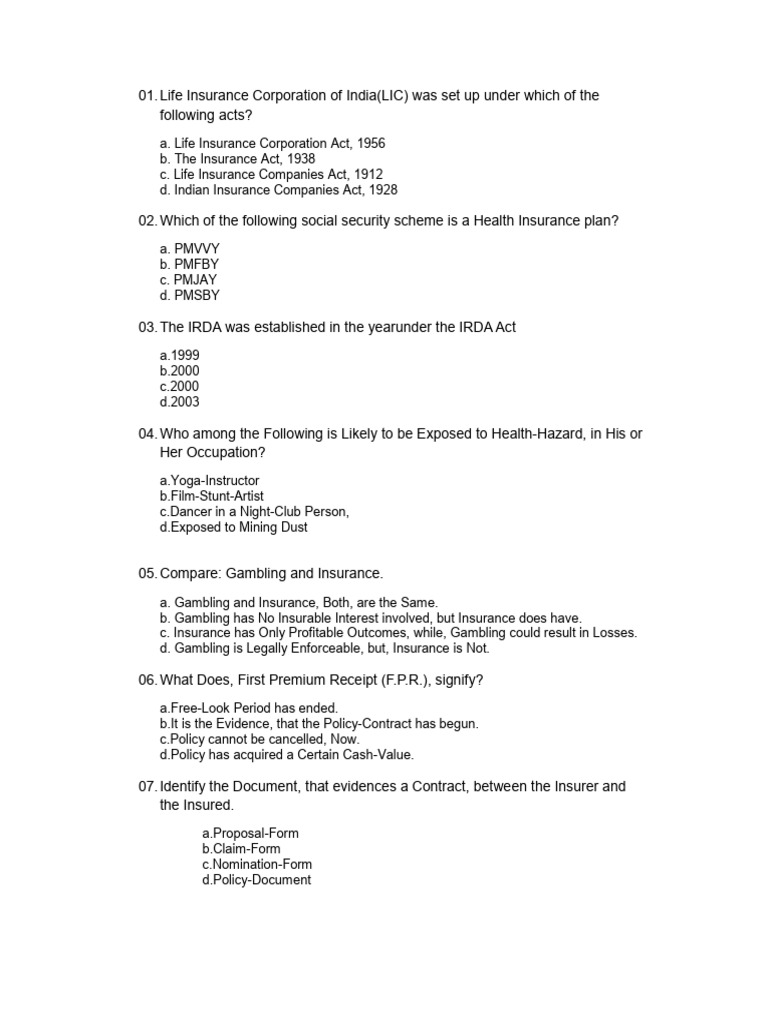 Life Insurance Exam Practice Questions | PDF | Insurance | Life Insurance