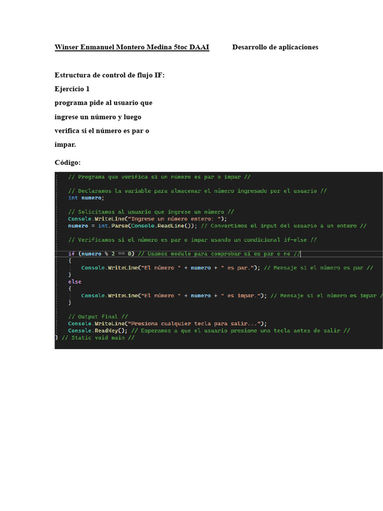 Estructura de control de flujo if y Switch | PDF