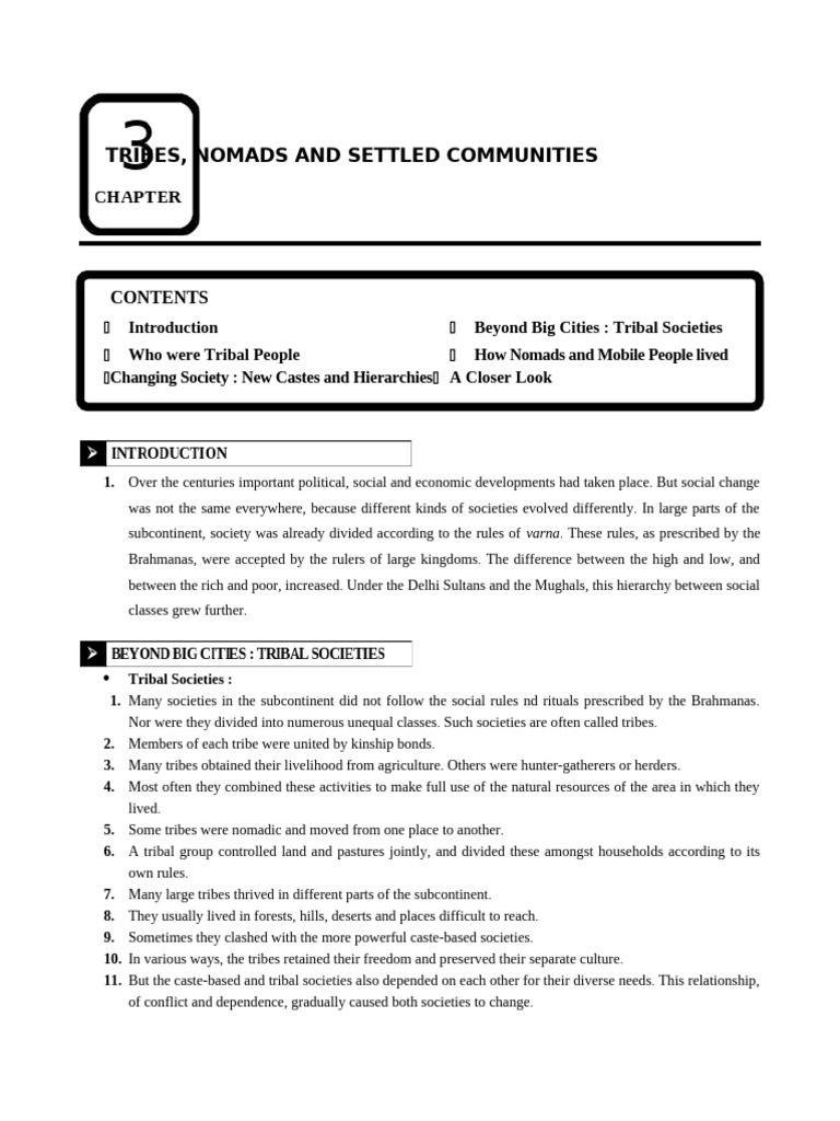 Notes Of Ch 5 History Class 7 Tribes Nomads And Settled Communities
