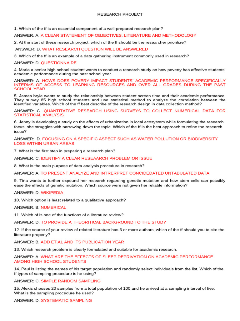 Essential Components of Research Planning | PDF | Sampling (Statistics ...