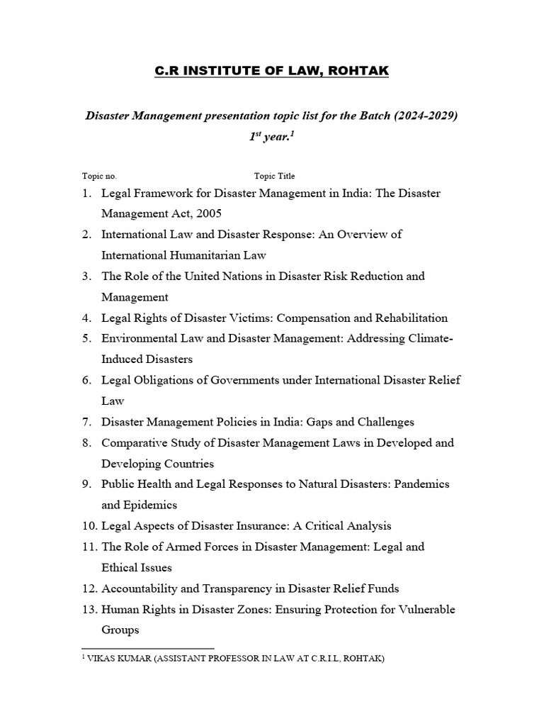 Disaster Management Topics for 2024-2029 | PDF | Emergency Management ...
