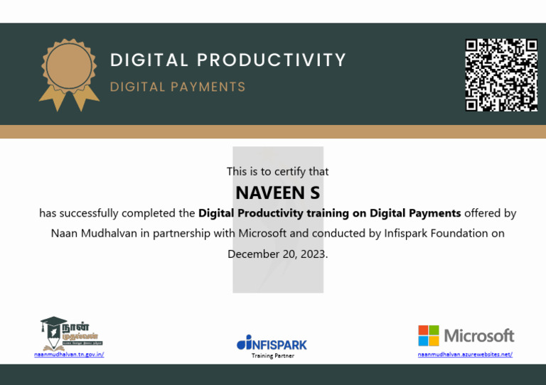 Digital Payments Training Certificate | PDF