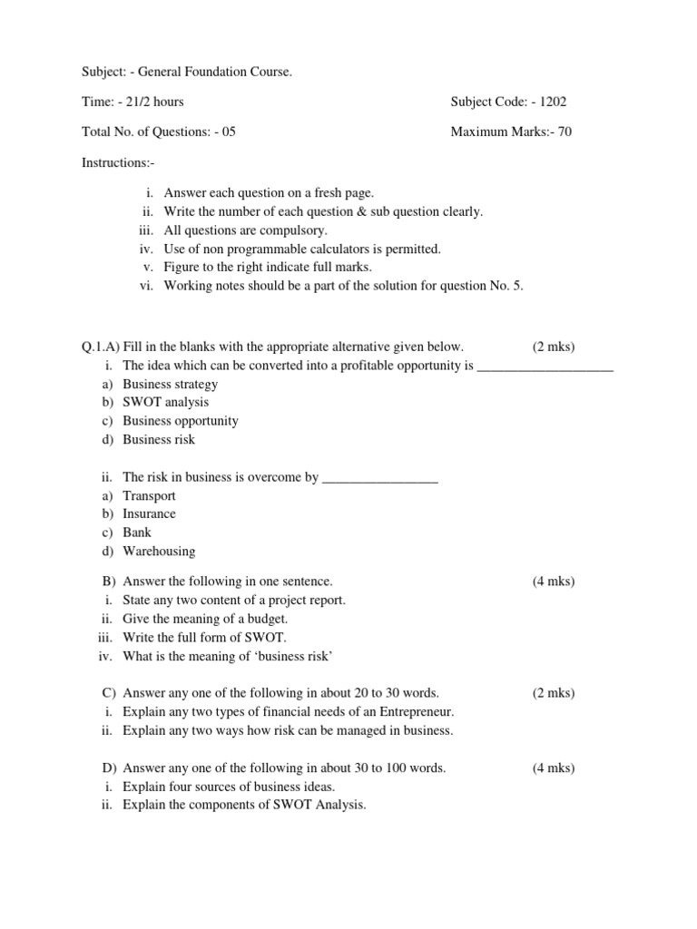 General Foundation Course Exam Guide | PDF | Debits And Credits | Economies