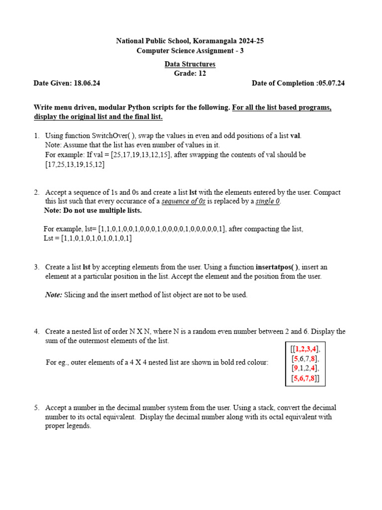 Grd12 Asg3 Data Structures 2024 25 | PDF | Numbers | Computer Programming