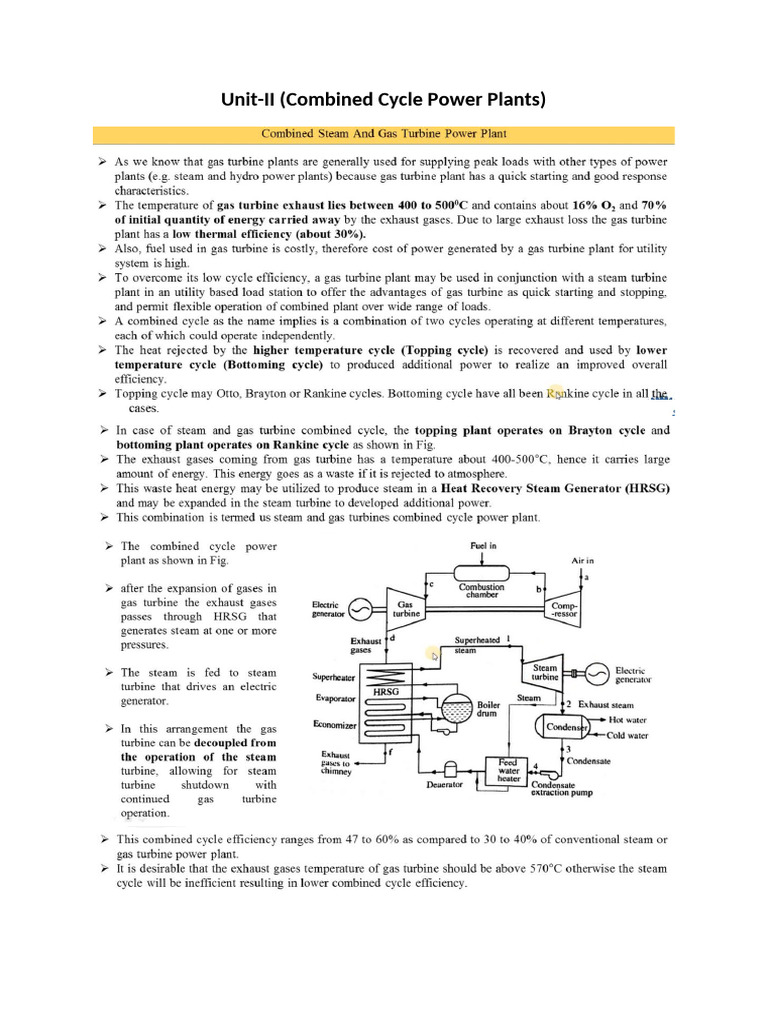Unit-II Combined Cycle Power Plants | PDF