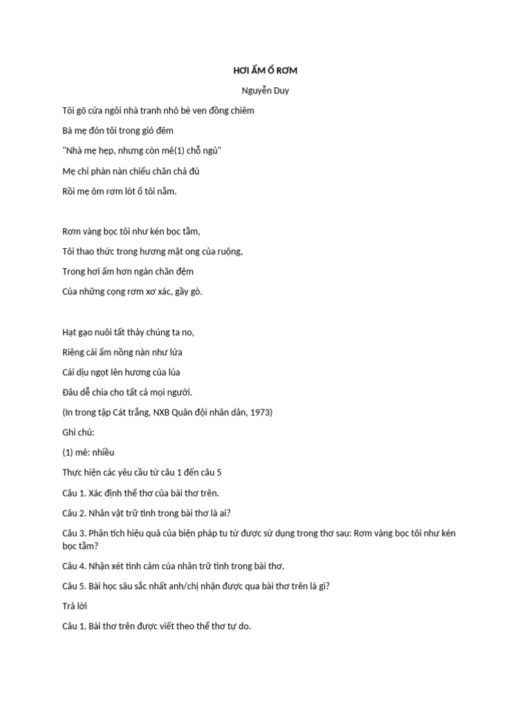 HƠI ẤM Ổ RƠM | PDF