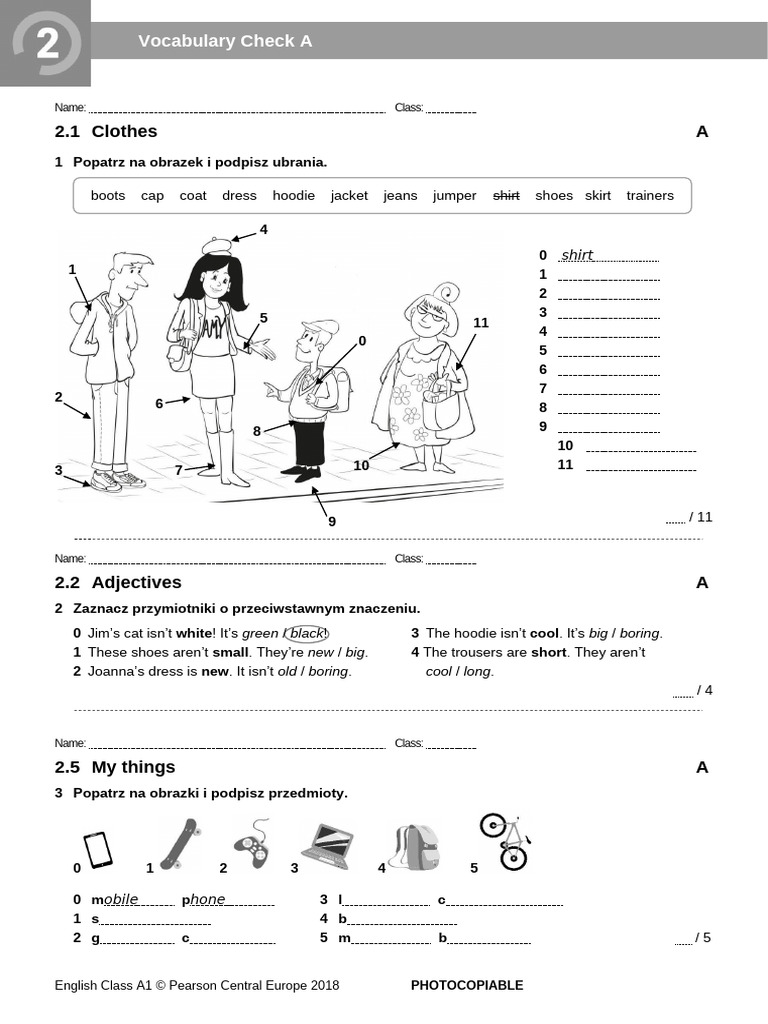 ECA1 - Tests - Vocabulary Check 2A - New2018 | PDF