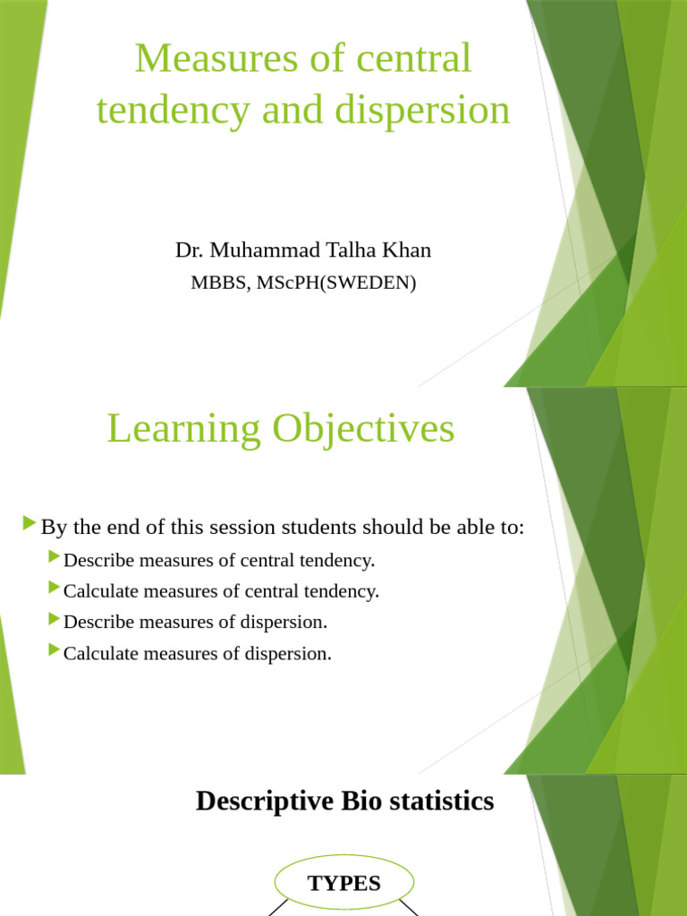 Measures of Central Tendency and Disperssion | PDF | Mean | Quartile