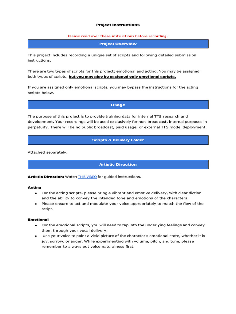 Voice Recording Project Instructions | PDF | Microphone | Sound Production