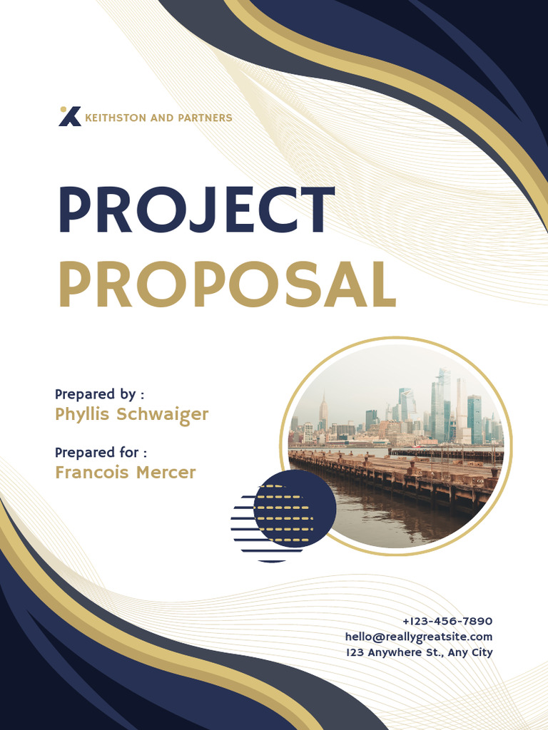 Blue Gold Modern Creative Project Proposal Cover A4 Document | PDF