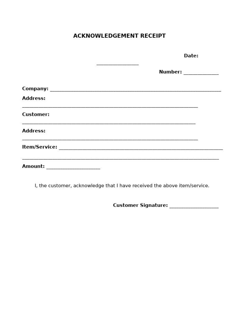 Acknowledgment Receipt Template | PDF