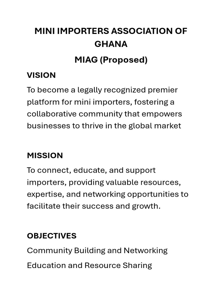 Mini Importers Association of Ghana | PDF