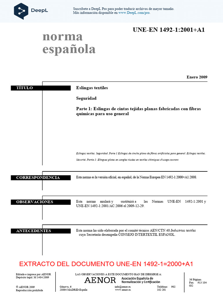 Eslingas Textiles: Norma UNE-EN 1492-1 | PDF | Acero | Organización ...