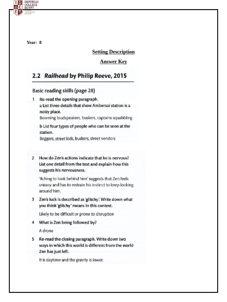 READING COMPREHENSION PASSAGE A SOMEONE ANSWER KEY visual data 4
