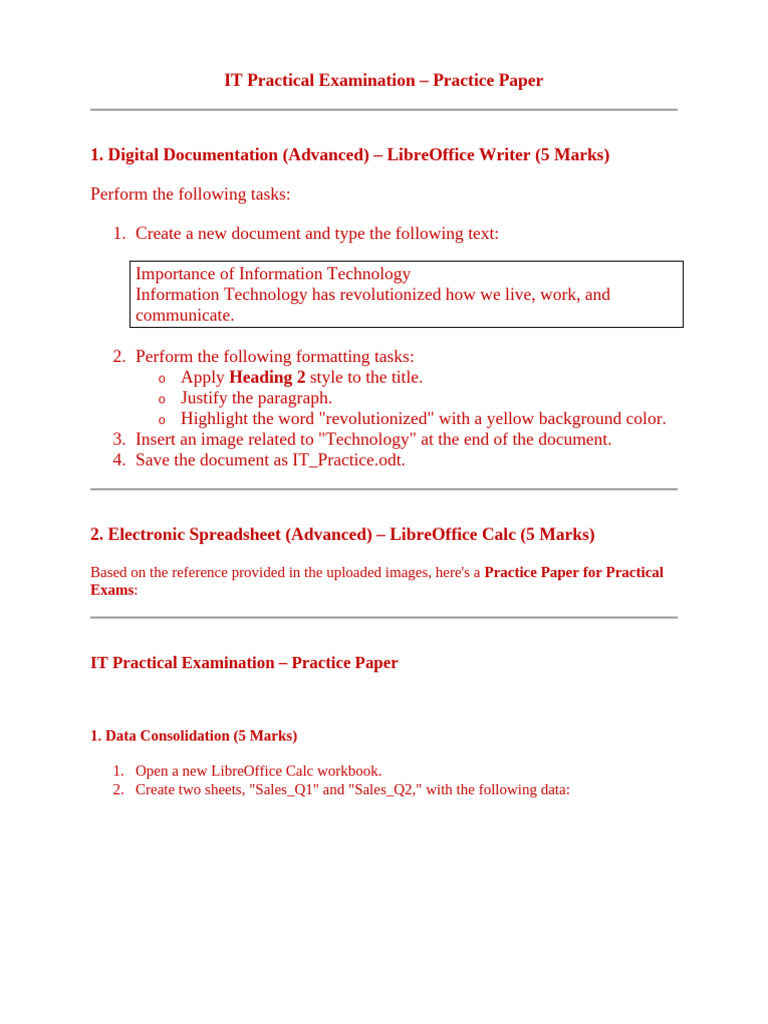IT Practical Exam Practice Paper Guide | PDF | Table (Database) | Databases