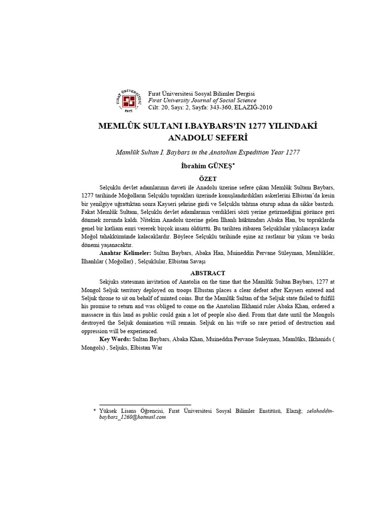 Meml K Sultani I.baybars in 1277 Yilindak Anadolu Sefer (#565868 ...