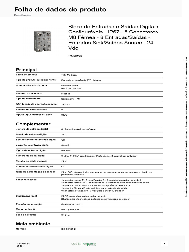 Schneider Electric - Modicon-TM7-Sistema-de-I-O-modular-IP67 - TM7BDM8B ...