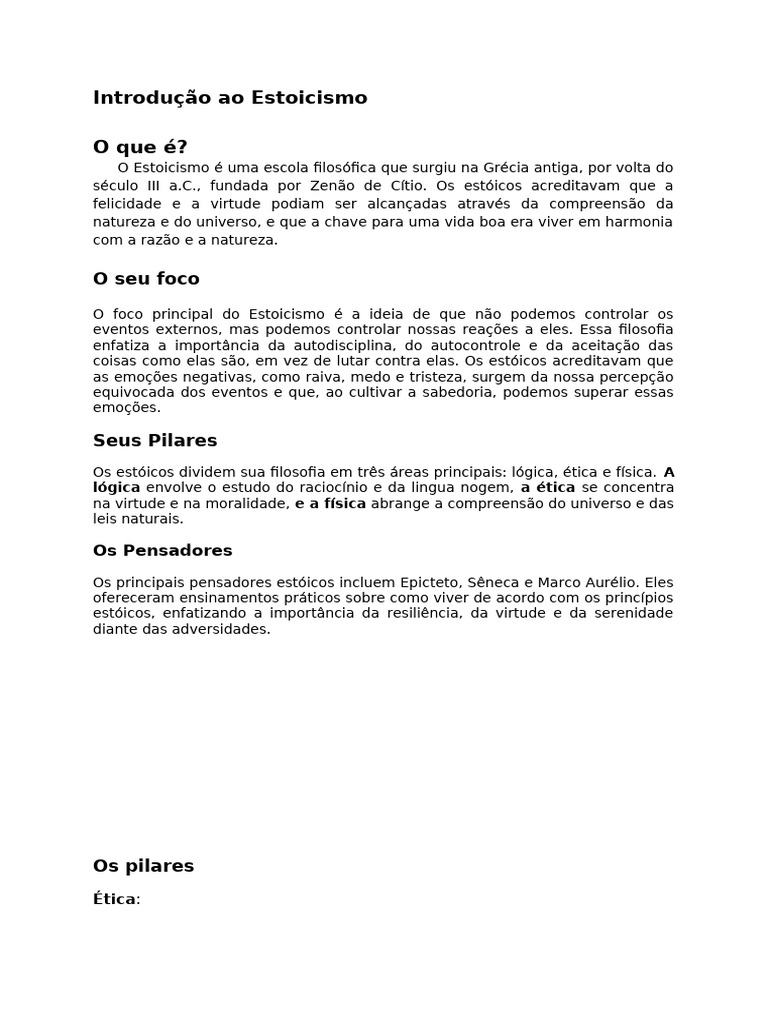 Introdução ao Estoicismo e Seus Princípios | PDF | Estoicismo | Epiteto