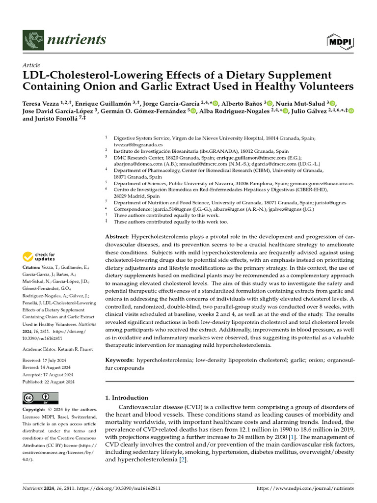 Cholesterol-Lowering Effects of A Dietary Supplemen | PDF ...