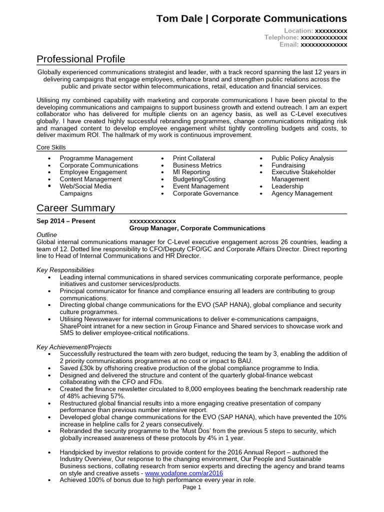 Corporate Communications Leadership Profile | PDF | Marketing ...