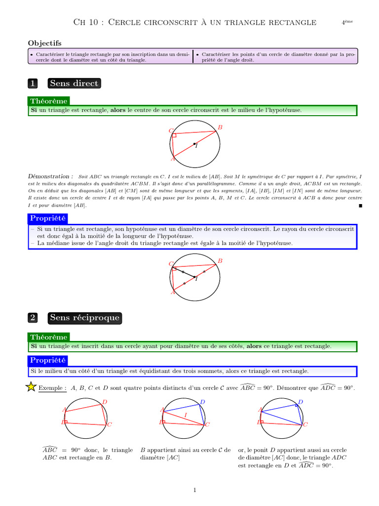 Propriétés du cercle circonscrit | PDF | Triangle | Cercle
