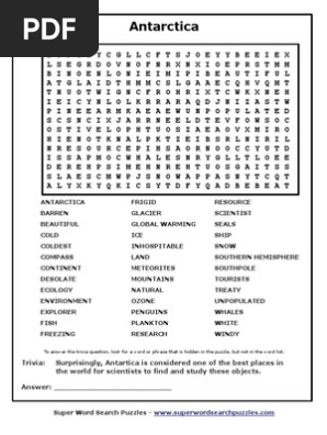 Antarctic A Word Search