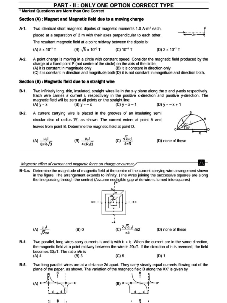 Magnetic Effect of Current + Solutions | PDF | Magnetic Field | Magnetism