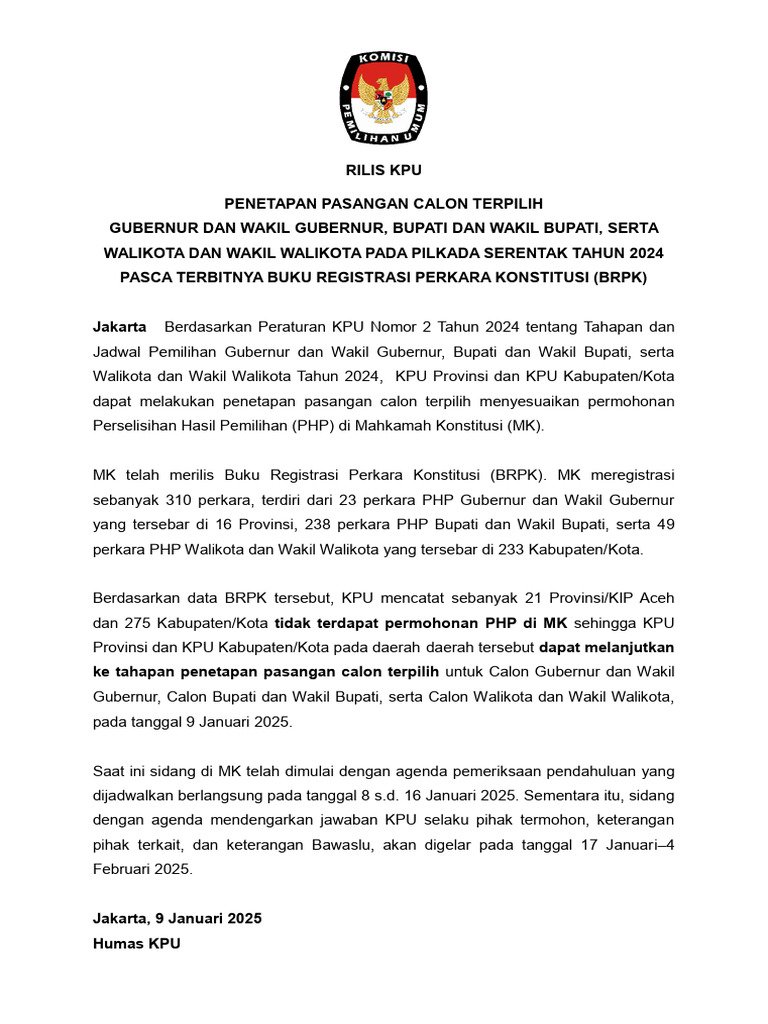 4 - KPU Penetapan Paslon Terpilih Pilkada | PDF