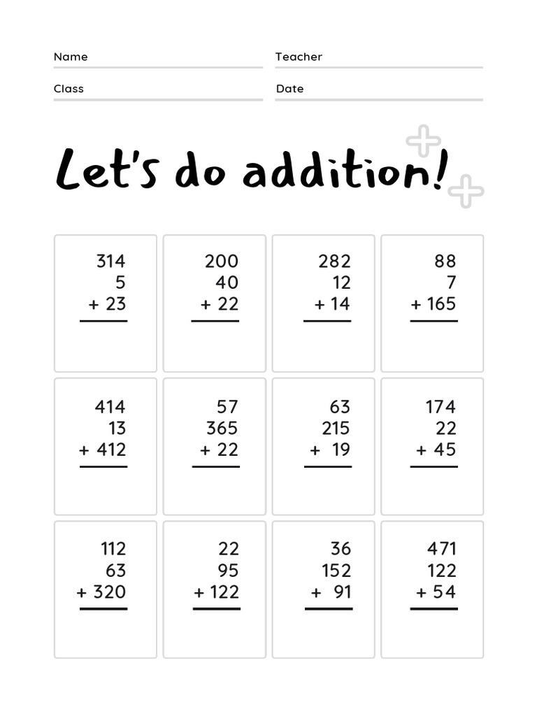 Addition Practice Worksheet | PDF