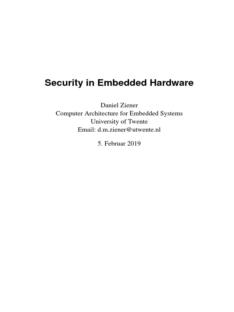 Security in Embedded Hardware - Daniel Ziener | PDF | Field ...