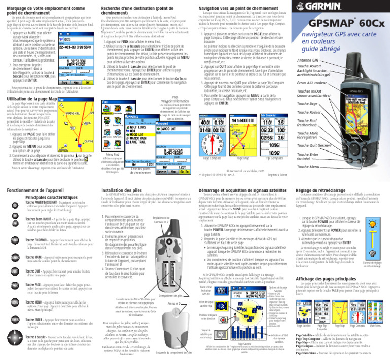 GPSMAP60Cx QuickStartGuide, French | PDF | Boussole | Système de ...