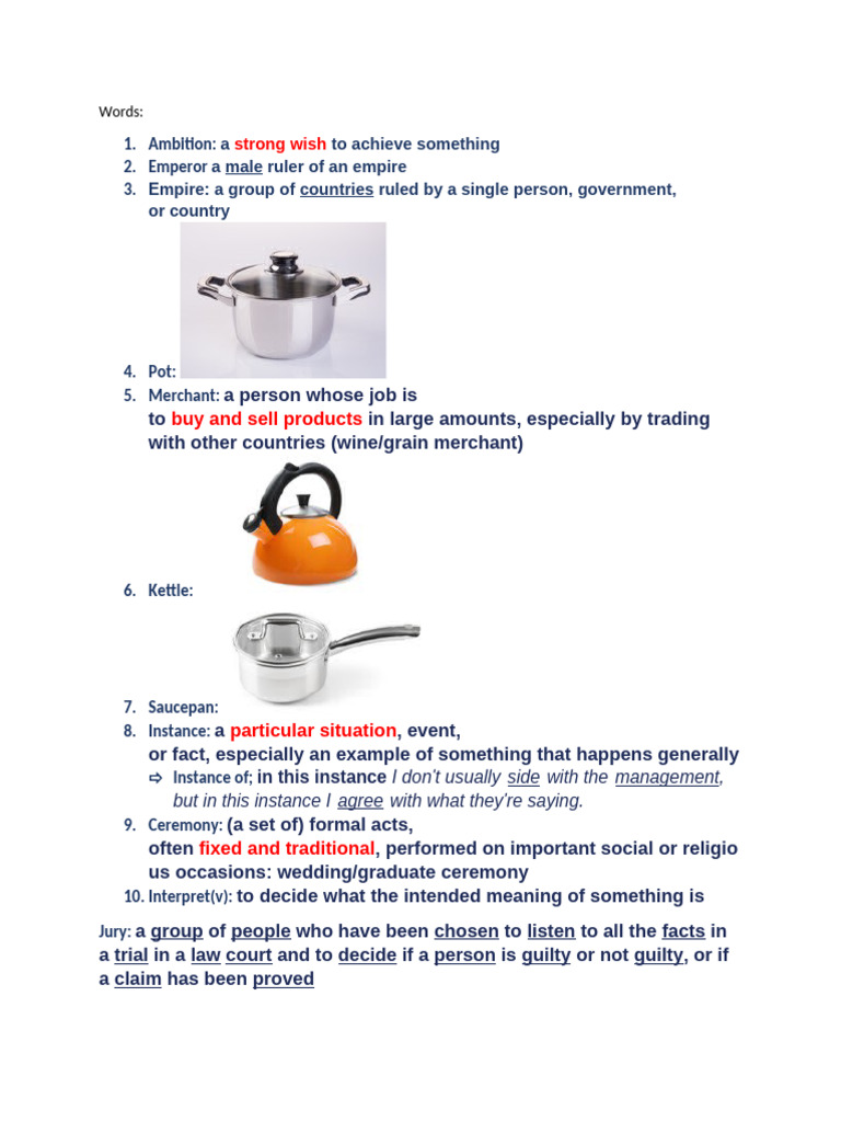 Vocabulary Definitions and Examples | PDF